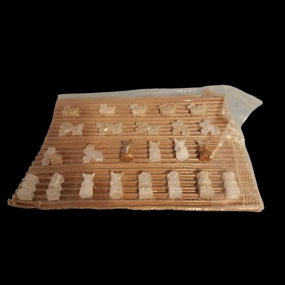 Mexican Onyx Marble Animal Beads Dog Duck Aztec God Vintage NOS 25pcs - Picture 3 of 4